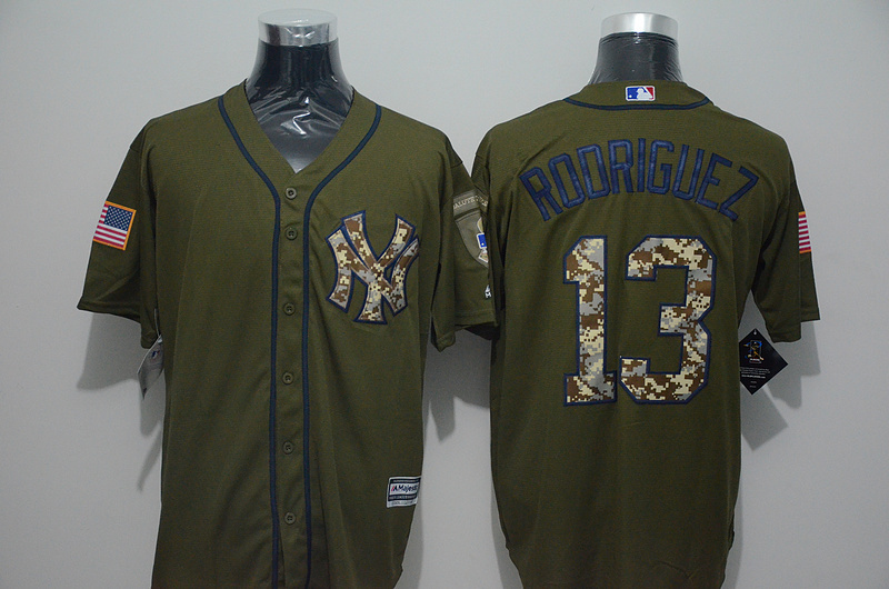 MLB New York Yankees #13 Alex Rodriguez Green Salute to Service Jersey 