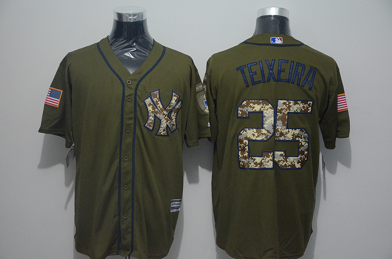 MLB New York Yankees #25 Mark Teixeira Green Salute to Service Jersey 