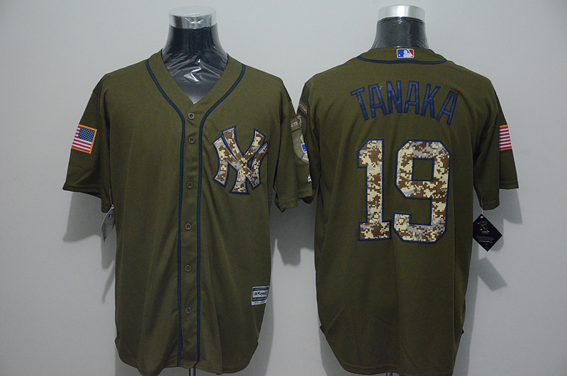 MLB New York Yankees #19 Masahiro Tanaka Green Salute to Service Jersey 