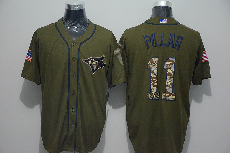 MLB Toronto Blue Jays #11 Kevin Pillar Green Salute to Service Jersey