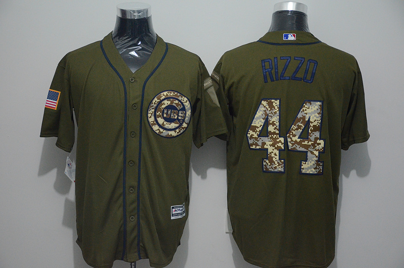 MLB Chicago Cubs #44 Anthony Rizzo Green Salute to Service Jersey 