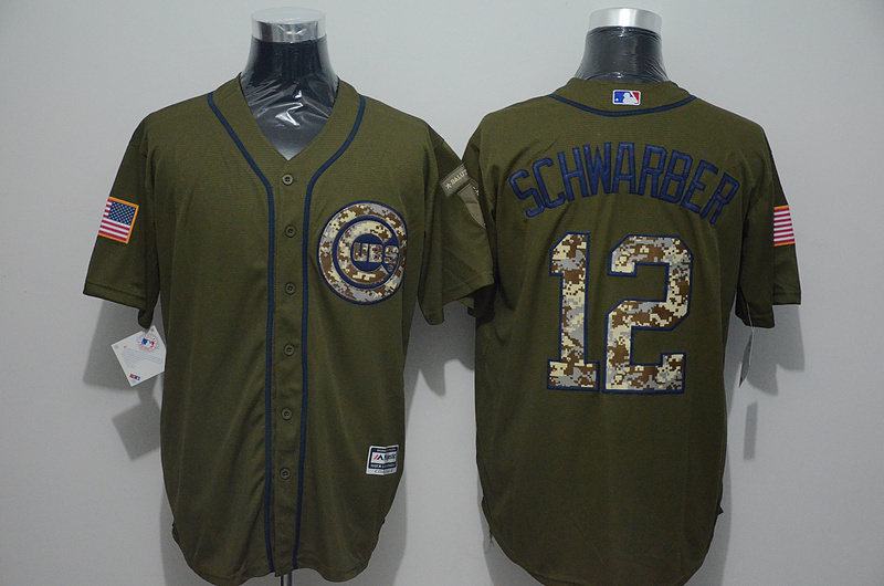 MLB Chicago Cubs #12 Kyle Schwarber Green Salute to Service Jersey 