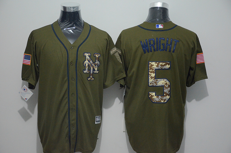 MLB New York Mets #5 David Wright Green Salute to Service Jersey 