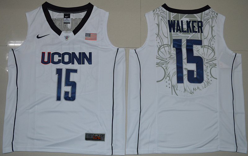 Uconn Huskies Kemba Walker 15 College Basketball Jerseys White