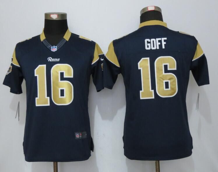 NFL Los Angeles Rams #16 Jared Goff Navy Blue Women Jersey