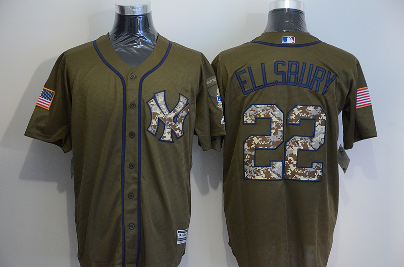 MLB New York Yankees #22 Jacoby Ellsbury  Green Salute to Service Jersey 