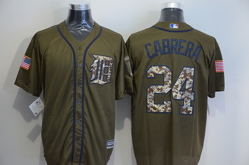 MLB Detroit Tigers #24 Miguel Cabrera Green Salute to Service Jersey 