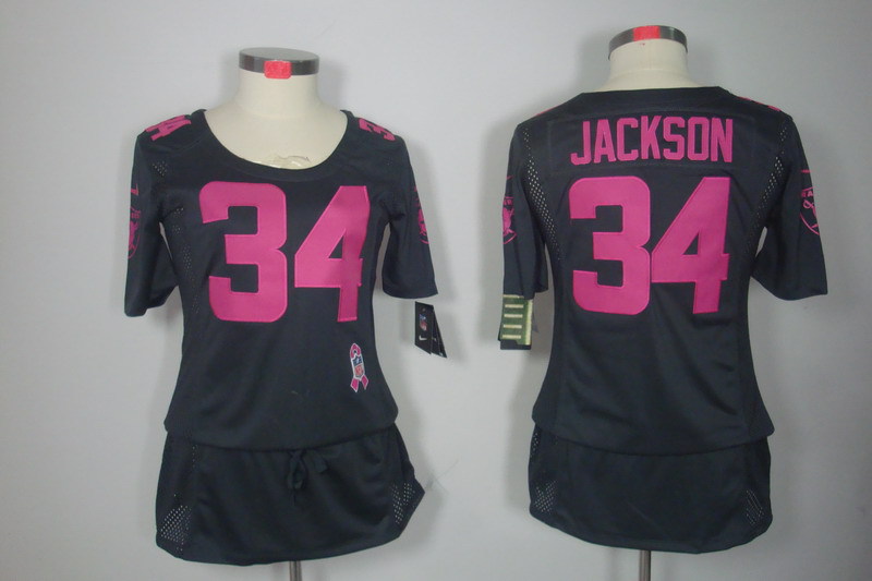 NFL Oakland Raiders #34 Jackson Grey Women Breast Cancer Awareness Jersey