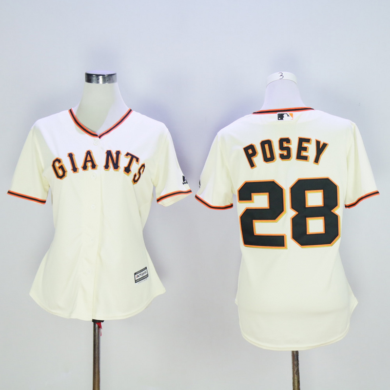 Womens MLB San Francisco Giants #28 Posey Cream Jersey