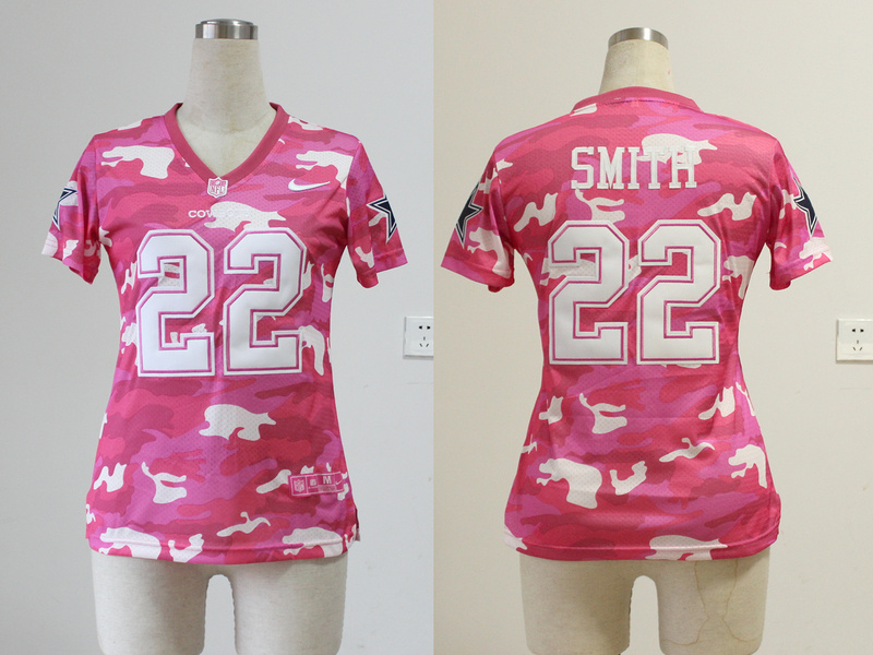 Nike Dallas Cowboys #22 Smith Women Pink Camo Jersey