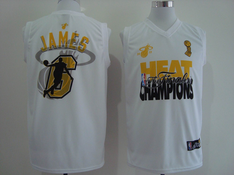 2013 NBA champion Miami Heat #6 James Champion White Color Jersey