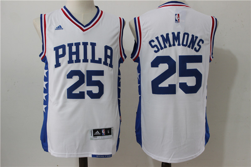 NBA Philadelphia 76ers #25 Simmons White Jersey