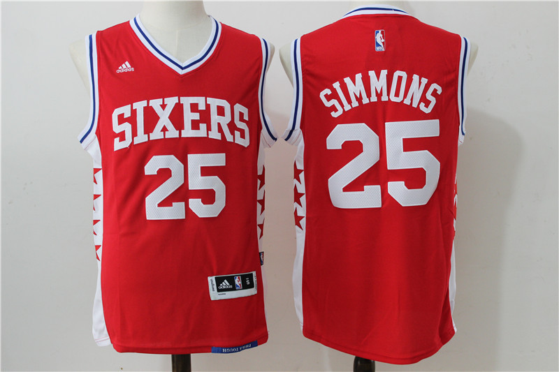 NBA Philadelphia 76ers #25 Simmons Red Jersey