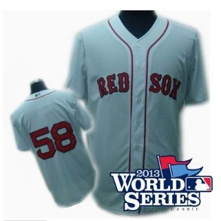 Boston Red Sox #58 Jonathan Papelbon jerseys white w2013 World Series Patch