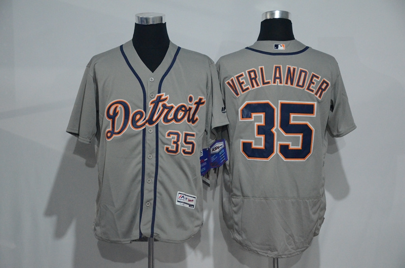 MLB Detroit Tigers #35 Verlander Grey Jersey