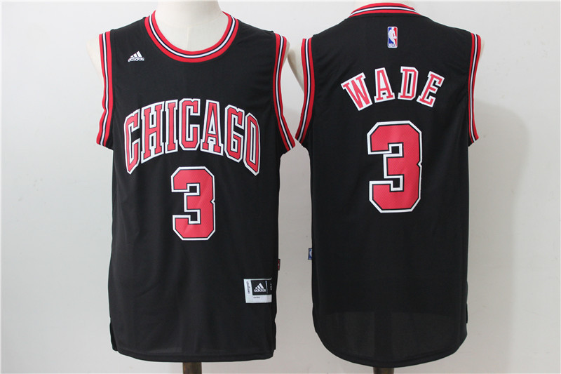 NBA Chicago Bulls #3 Wade Black Jersey