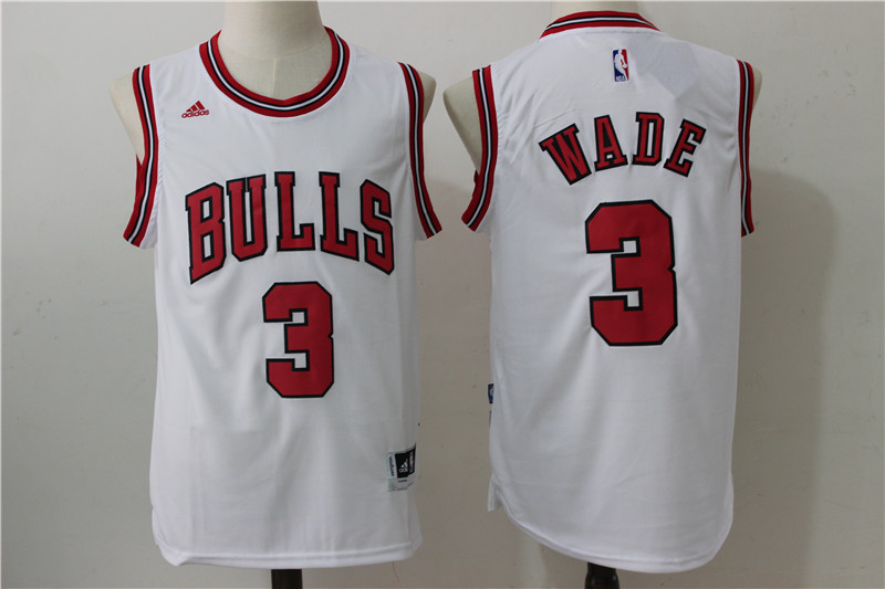 NBA Chicago Bulls #3 Wade White Jersey