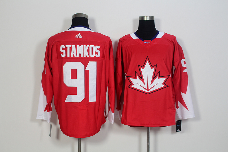 Mens Team Canada #91 Steven Stamkos 2016 World Cup of Hockey Olympics Game Red Jersey