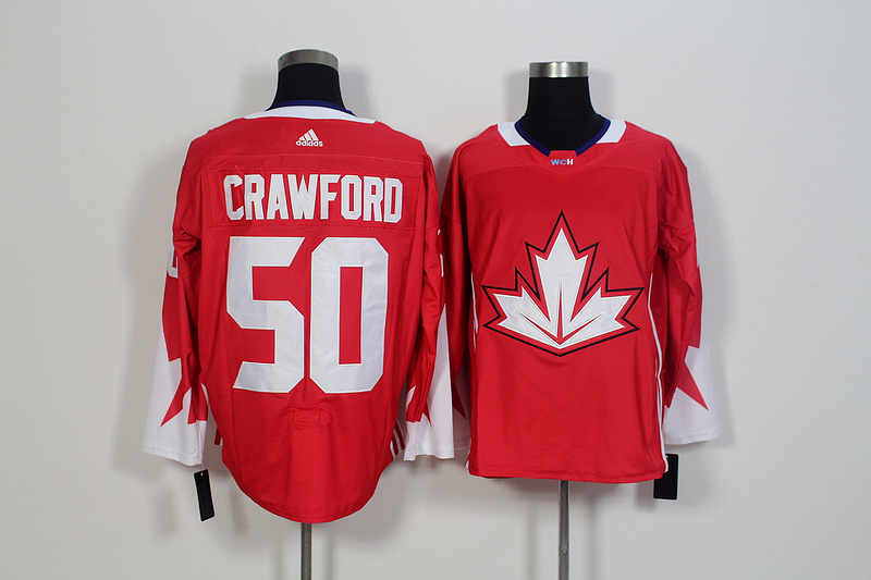 Mens Team Canada #50 Corey Crawford 2016 World Cup of Hockey Olympics Game Red Jersey