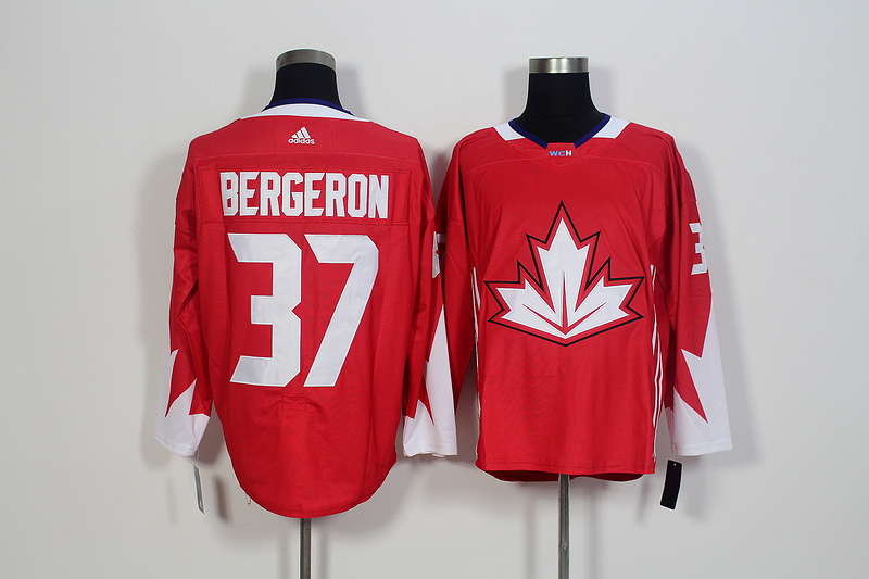 Mens Team Canada #37 Patrice Bergeron 2016 World Cup of Hockey Olympics Game Red Jersey