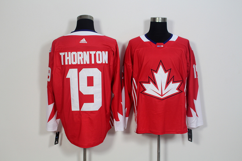Mens Team Canada #19 Joe Thornton 2016 World Cup of Hockey Olympics Game Red Jersey