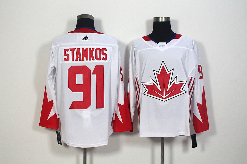 Mens Team Canada #91 Steven Stamkos 2016 World Cup of Hockey Olympics Game White Jersey