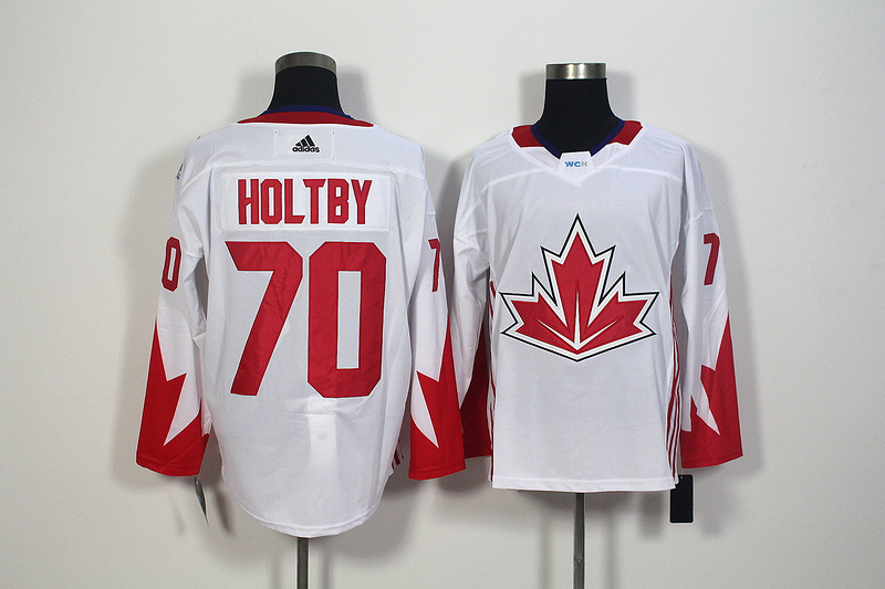 Mens Team Canada #70 Braden Holtby 2016 World Cup of Hockey Olympics Game White Jersey