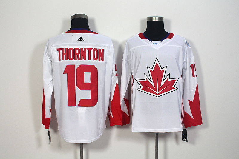 Mens Team Canada #19 Joe Thornton 2016 World Cup of Hockey Olympics Game White Jersey