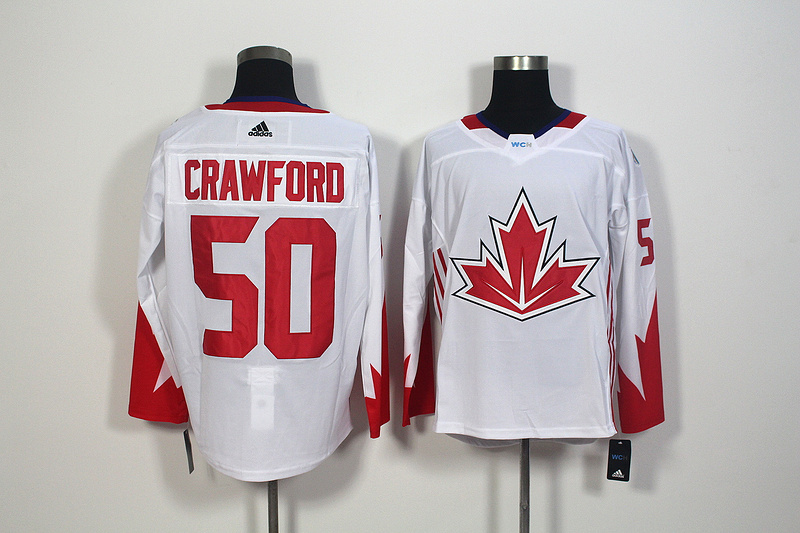 Mens Team Canada #50 Corey Crawford 2016 World Cup of Hockey Olympics Game White Jersey