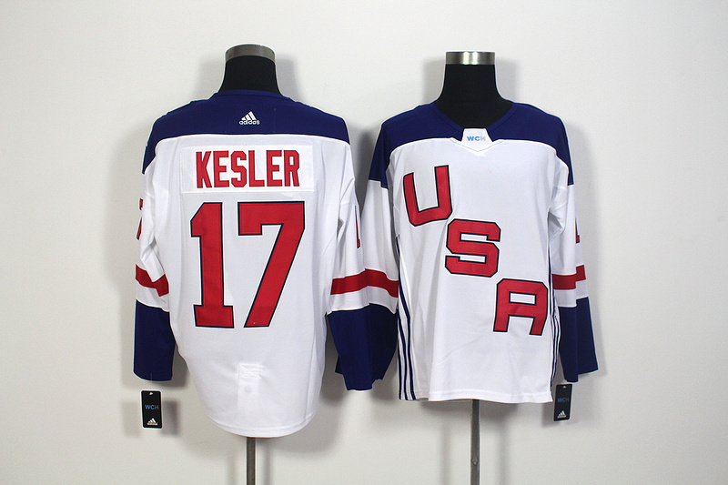 Mens Team USA #17 Ryan Kesler 2016 World Cup of Hockey Olympics Game White Jerseys 