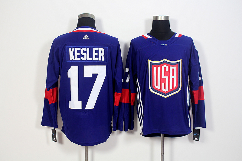 Mens Team USA #17 Ryan Kesler 2016 World Cup of Hockey Olympics Game Navy Blue Jerseys 