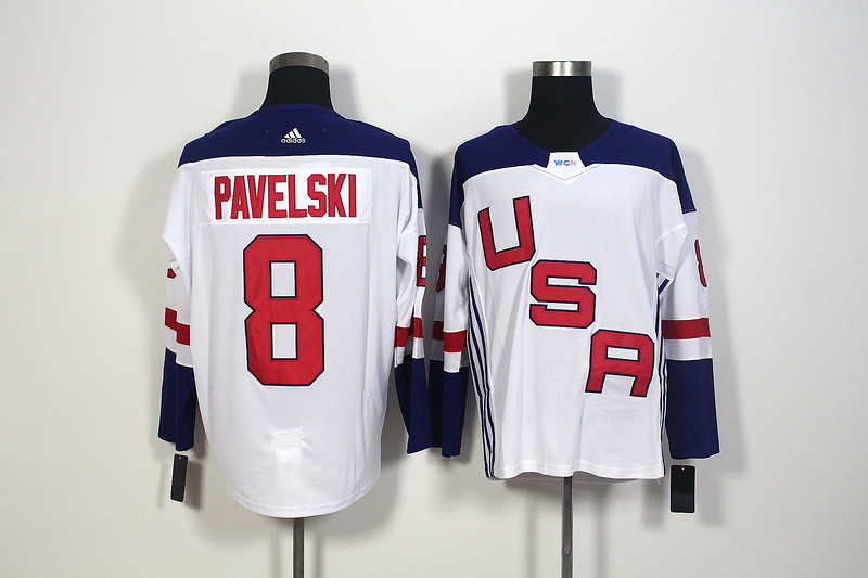 Mens Team USA #8 Joe Pavelski 2016 World Cup of Hockey Olympics Game White Jerseys 