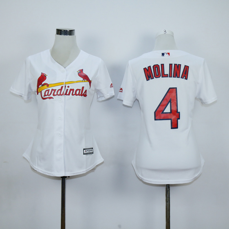 Women MLB St.Louis Cardinals #4 Molina White Majestic Jersey