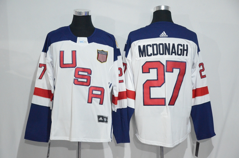 Mens Team USA #27 Ryan McDonagh 2016 World Cup of Hockey Olympics Game White Jerseys 