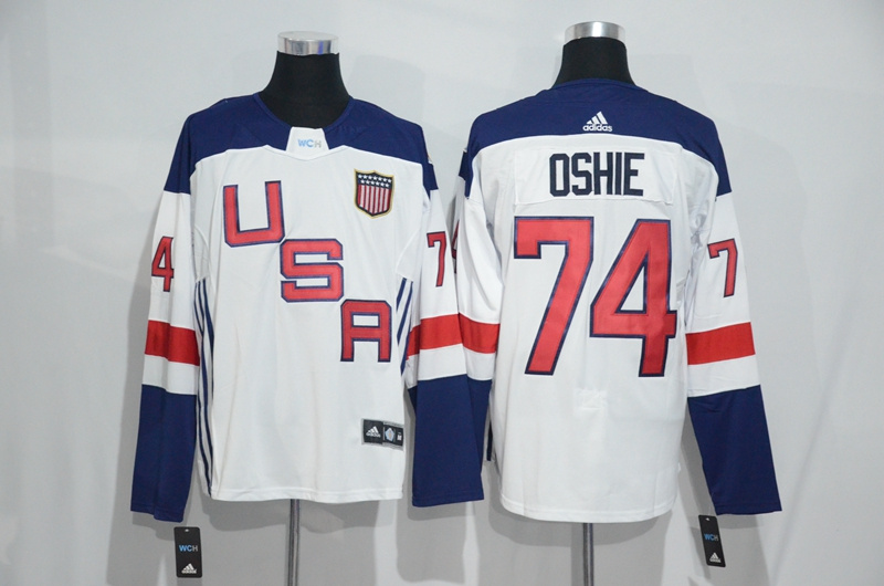 Mens Team USA #74 T. J. Oshie 2016 World Cup of Hockey Olympics Game White Jersey