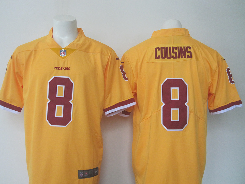 NFL Washington Redskins #8 Cousins Yellow Rush Jersey