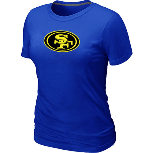  San Francisco 49 ers Neon Logo Charcoal Womens Blue Tshirt 78 