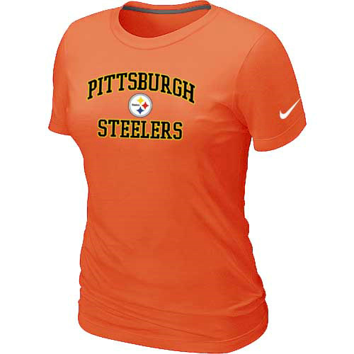  Pittsburgh Steelers Womens Heart& Soul Orange TShirt 31 