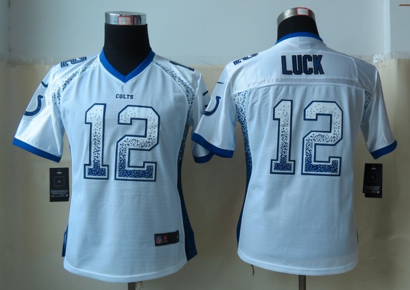 Women 2013 NEW Nike Indianapolis Colts 12 Luck Drift Fashion White Elite Jerseys