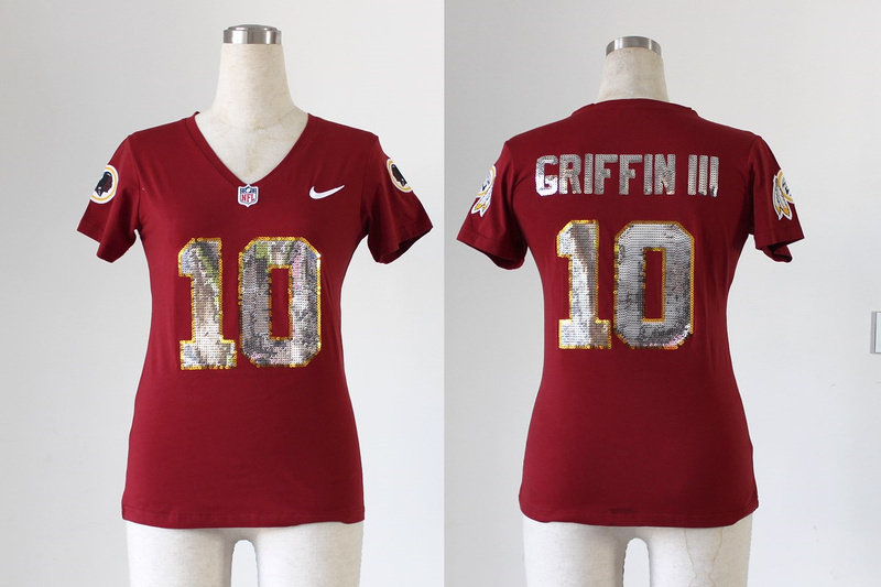 Washington Redskins #10 Griffin  Womens Handwork Sequin Red Jersey