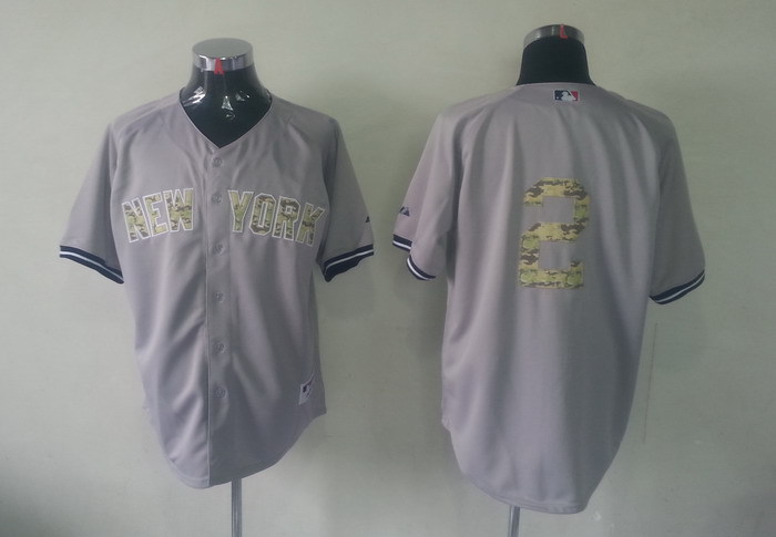 MLB New York Yankees #2 Grey Camo Jersey