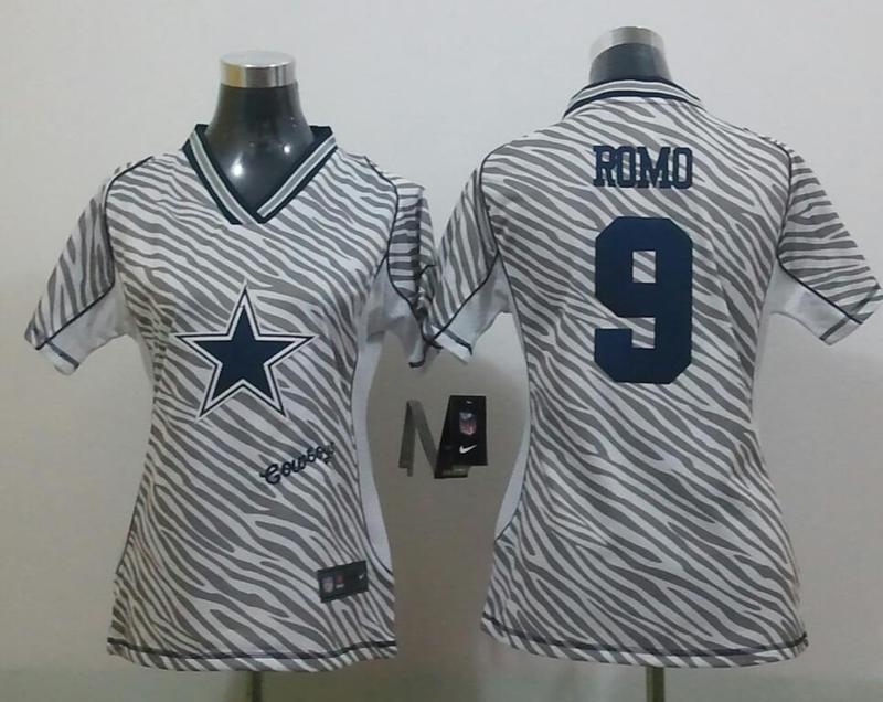 Dallas Cowboys #9 Romo Women Zebra Jersey