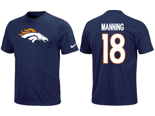  Nike Denver Broncos Peyton 18  Manning Name& Numberblue TShirt 65 