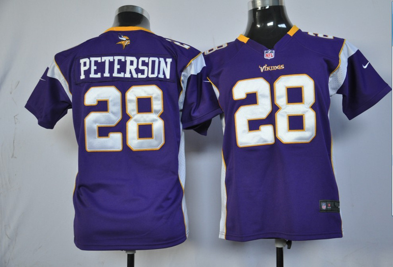 Purple #28 Peterson Youth Nike Minnesota Vikings Jersey