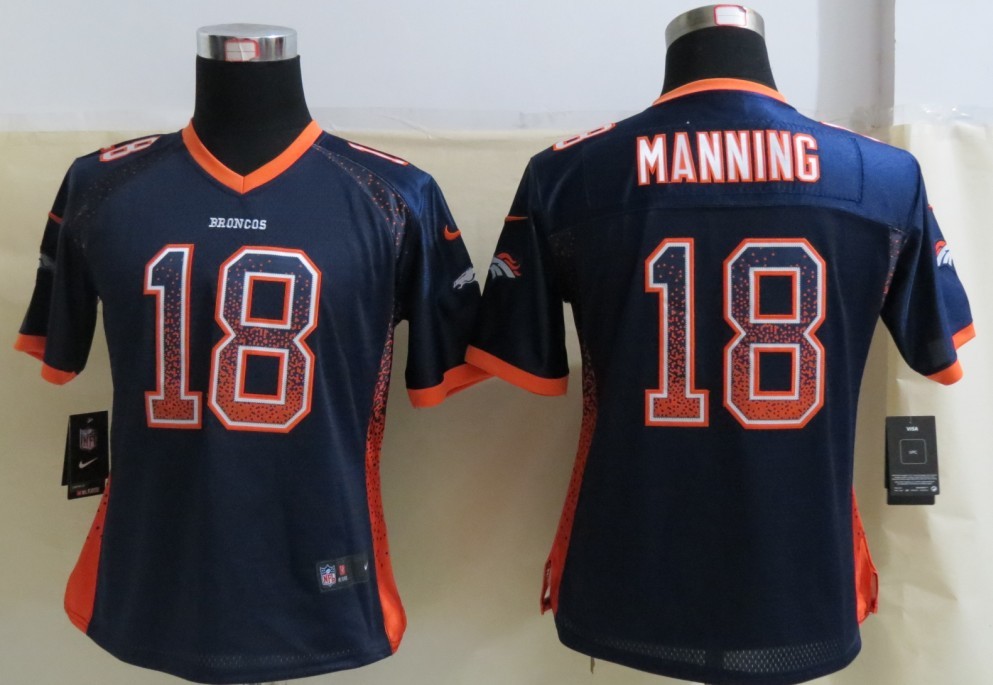 Women 2013 NEW Nike Denver Broncos 18 Manning Drift Fashion Blue Elite Jersey