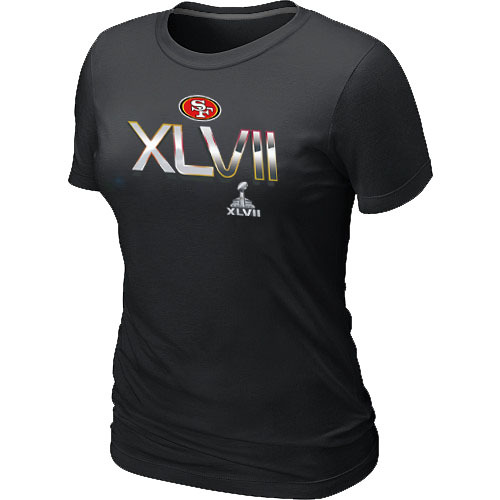  San Francisco 49 ers Super BowlXLVII On Our Way Black Womens TShirt 51 