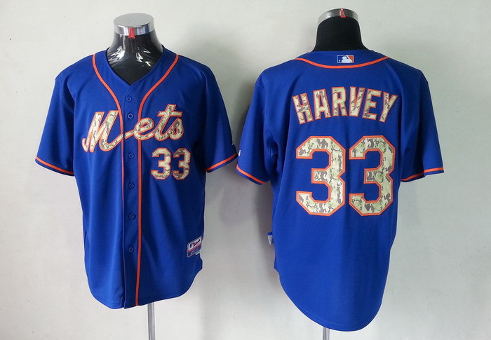New York Mets #33 Harvey Blue Camo Jersey