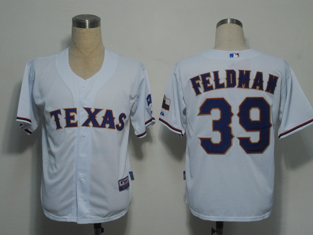 MLB Jerseys Texas Rangers 39 Feldman White Cool Base