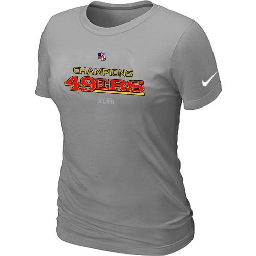  Nike San Francisco 49 ers 2012 NFC Conference Champions Trophy Collection Long L- Grey Womens TShirt 7 