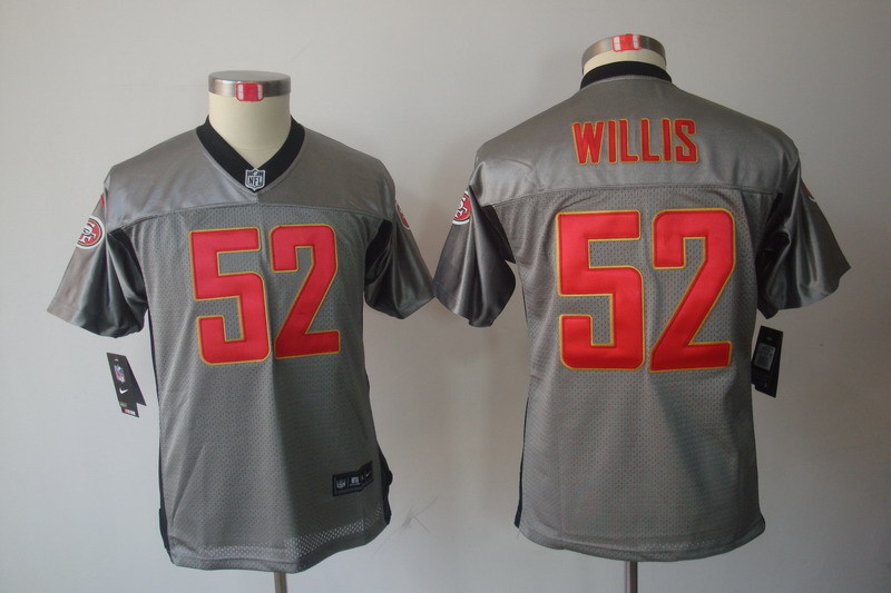 NFL San Francisco 49ers #52 Willis Youth Grey Lights Out Jersey